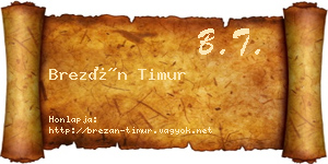 Brezán Timur névjegykártya